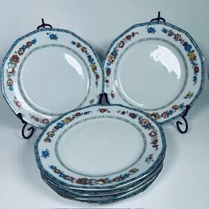 Bloch & Co Eichwald Czechoslovakia Dessert Plate set of 7 Floral Boarder Vintage